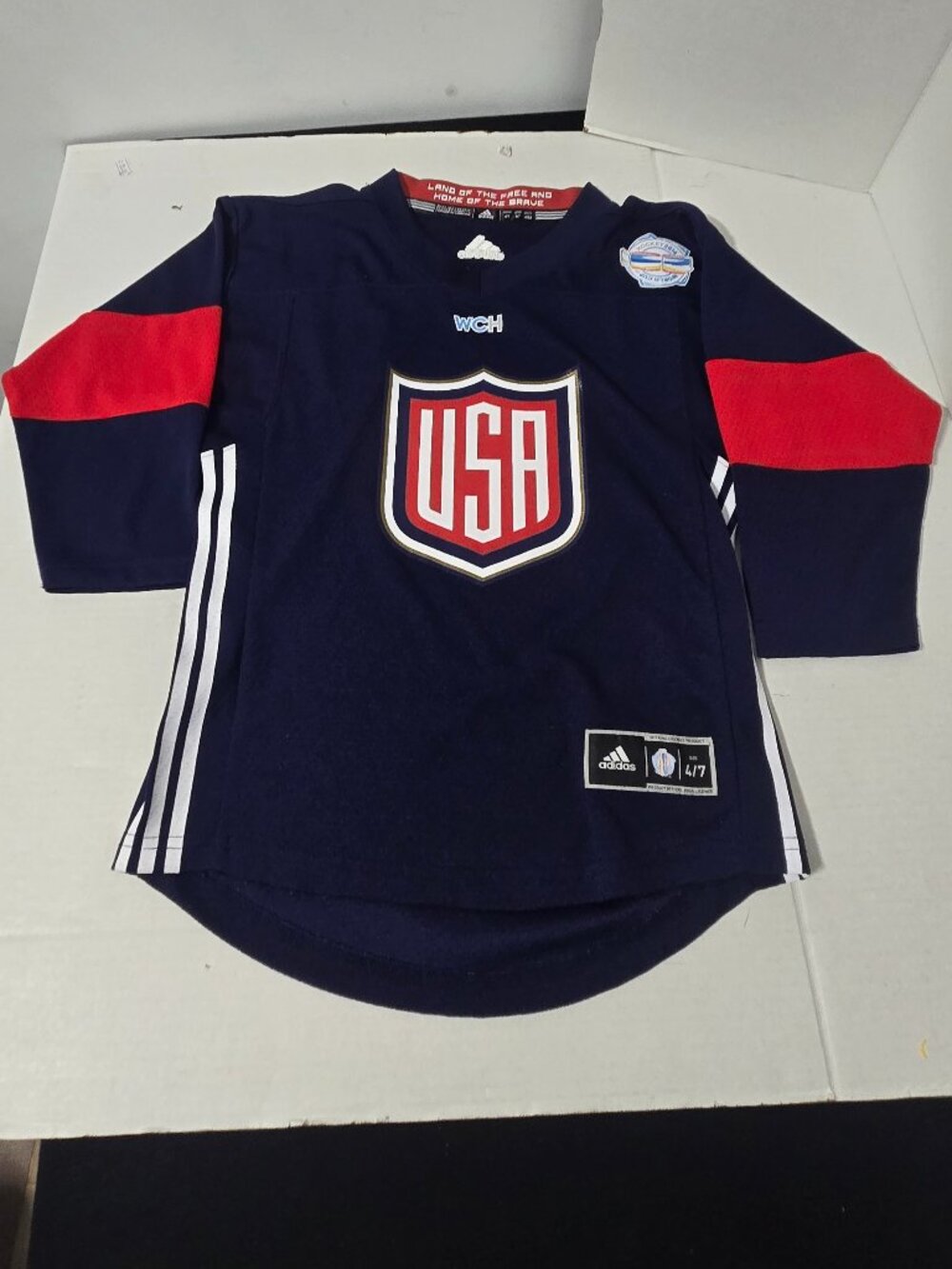 🇺🇸 Adidas Team USA 2016 World Cup of Hockey Youth Jersey Size 4/7